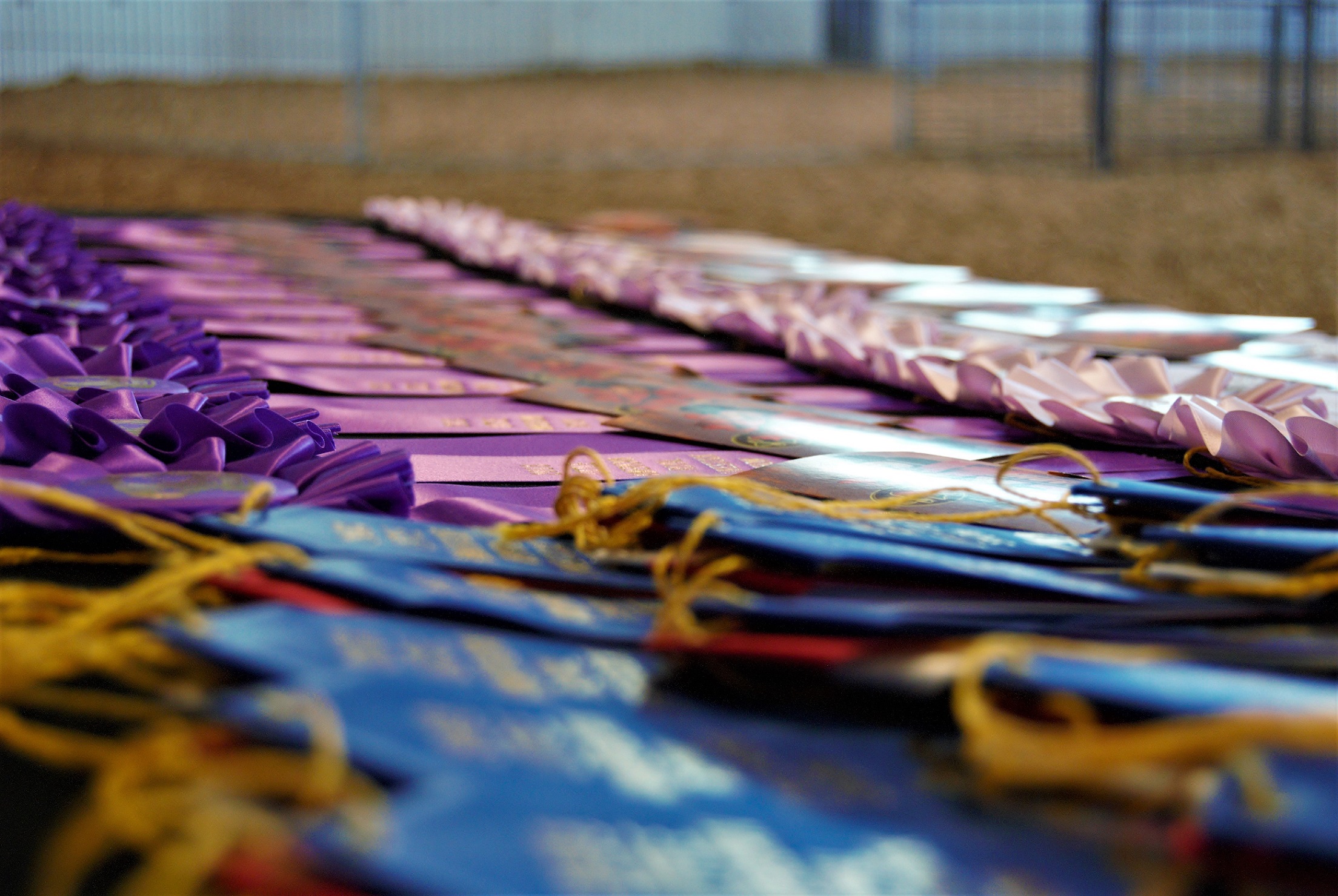 A table covered in fair ribbons